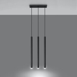 Sollux Lighting Pastelo Steel Black 3 Light Classic Pendant Ceiling Light - thumbnail 2