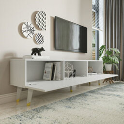 Decorotika Milagro Modern Tv Unit Tv Stand For Tvs Up To 71 Inch Gloss White&gold - thumbnail 4
