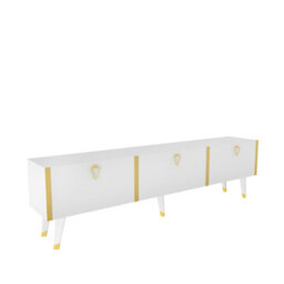 Decorotika Milagro Modern Tv Unit Tv Stand For Tvs Up To 71 Inch Gloss White&gold - thumbnail 6
