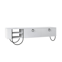 Decortie Norfolk Modern Tv Unit Multimedia Centre White With Storage Tv Cabinet 151Cm - thumbnail 2