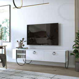 Decortie Norfolk Modern Tv Unit Multimedia Centre White With Storage Tv Cabinet 151Cm - thumbnail 1