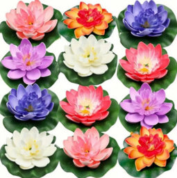 6 Pcs Purple Artificial Lotus Flower Floating Water Fake Plant For Pool Pond Garden Decor - thumbnail 6