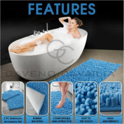 Gc Gaveno Cavailia Infinity Loop Extra Large 2 Piece Bath Mat Set Turquoise Super Absorbent Non Slip Shower Mat - thumbnail 2