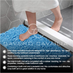 Gc Gaveno Cavailia Infinity Loop Extra Large 2 Piece Bath Mat Set Turquoise Super Absorbent Non Slip Shower Mat - thumbnail 3