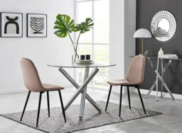 Furniturebox Uk Selina Round Dining Table And 2 Cappuccino Corona Black Leg Chairs - thumbnail 1