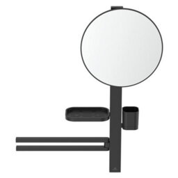 Ideal Standard Alu+ Matt Silk Black Round Wall-Mounted Bathroom Mirror (H)71.7Cm (W)58Cm - thumbnail 1