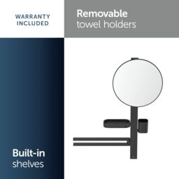 Ideal Standard Alu+ Matt Silk Black Round Wall-Mounted Bathroom Mirror (H)71.7Cm (W)58Cm - thumbnail 5