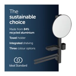 Ideal Standard Alu+ Matt Silk Black Round Wall-Mounted Bathroom Mirror (H)71.7Cm (W)58Cm - thumbnail 3