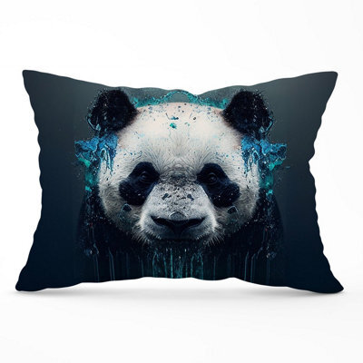 Warren Reed Designer Panda Face Splashart Dark Background Cushions 33Cm X 48Cm