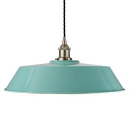Duck Egg Blue Large Chancery Painted Dome Pendant Light With Brushed Chrome Lamp Holder And Black Twisted Cable - Se Home