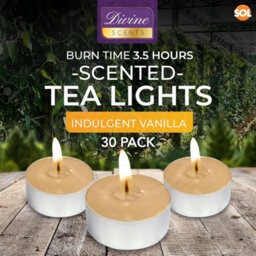 SOL 30Pk Tea Light Candles Indulgent Vanilla 3.5 Hour Burn Time Scented Tea Lights Long Lasting Ideal For Home Decor Relaxation Dinner - thumbnail 2