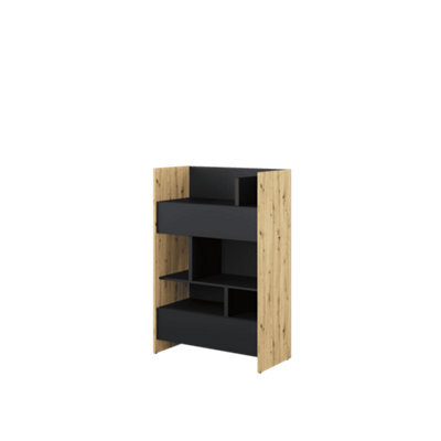 Arte Bed Concept Oak Artisan And Black Sideboard Cabinet 92Cm - image 1