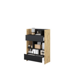 Arte Bed Concept Oak Artisan And Black Sideboard Cabinet 92Cm - thumbnail 3