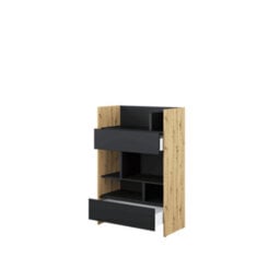 Arte Bed Concept Oak Artisan And Black Sideboard Cabinet 92Cm - thumbnail 2