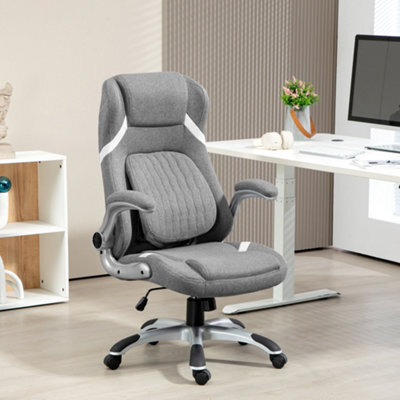 Vinsetto Fabric Office Desk Chair With Adjustable Height Tilt Function Grey - image 1