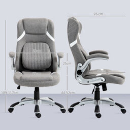 Vinsetto Fabric Office Desk Chair With Adjustable Height Tilt Function Grey - thumbnail 3