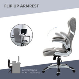 Vinsetto Fabric Office Desk Chair With Adjustable Height Tilt Function Grey - thumbnail 7