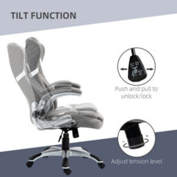 Vinsetto Fabric Office Desk Chair With Adjustable Height Tilt Function Grey - thumbnail 5