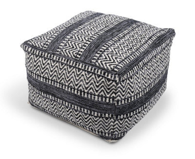 Littens Black Chevrons Handwoven Chunky Cotton Square Pouffe Seat Bean Bag Footstool 50Cm X 50Cm X 35Cm - image 1