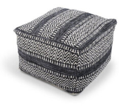 Littens Black Chevrons Handwoven Chunky Cotton Square Pouffe Seat Bean Bag Footstool 50Cm X 50Cm X 35Cm