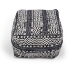 Littens Black Chevrons Handwoven Chunky Cotton Square Pouffe Seat Bean Bag Footstool 50Cm X 50Cm X 35Cm - thumbnail 3
