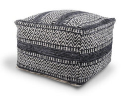 Littens Black Chevrons Handwoven Chunky Cotton Square Pouffe Seat Bean Bag Footstool 50Cm X 50Cm X 35Cm - thumbnail 2