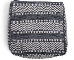 Littens Black Chevrons Handwoven Chunky Cotton Square Pouffe Seat Bean Bag Footstool 50Cm X 50Cm X 35Cm - thumbnail 6