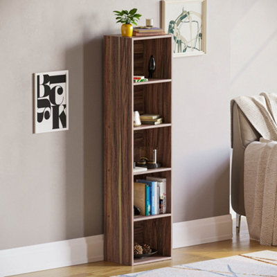Lassic Vida Designs Oxford Walnut 5 Tier Cube Bookcase Freestanding Shelving Unit (H)1320mm (W)320mm (D)240mm - image 1