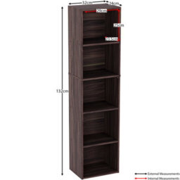 Lassic Vida Designs Oxford Walnut 5 Tier Cube Bookcase Freestanding Shelving Unit (H)1320mm (W)320mm (D)240mm - thumbnail 2