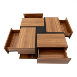 Abrihome Coffee Table, Table With 4 Drawers, Unique Color Matching And Line Design, Storage Space At The Bottom. - thumbnail 7