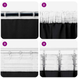 Walplus Curtains With Curtains 2 Pcs Black 225X140Cm Polyester - thumbnail 7