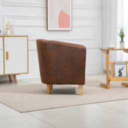 Westwood Luxury Faux Leather Tub Chair Armchair Office Reception Sofa Living Room Vintage Brown - thumbnail 5