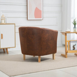 Westwood Luxury Faux Leather Tub Chair Armchair Office Reception Sofa Living Room Vintage Brown - thumbnail 6