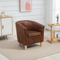 Westwood Luxury Faux Leather Tub Chair Armchair Office Reception Sofa Living Room Vintage Brown - thumbnail 4