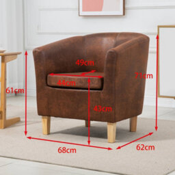 Westwood Luxury Faux Leather Tub Chair Armchair Office Reception Sofa Living Room Vintage Brown - thumbnail 2