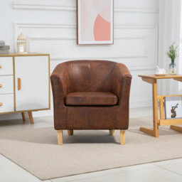 Westwood Luxury Faux Leather Tub Chair Armchair Office Reception Sofa Living Room Vintage Brown - thumbnail 3