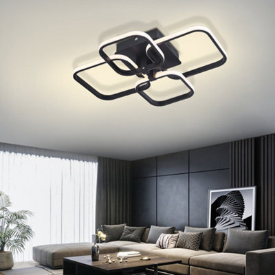 Living And Home 4 Lamp Square Black Frame Contemporary Led Semi Flush Acrylic Ceiling Light Fixture Dimmable - image 1