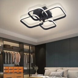 Living And Home 4 Lamp Square Black Frame Contemporary Led Semi Flush Acrylic Ceiling Light Fixture Dimmable - thumbnail 3