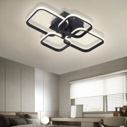 Living And Home 4 Lamp Square Black Frame Contemporary Led Semi Flush Acrylic Ceiling Light Fixture Dimmable - thumbnail 2
