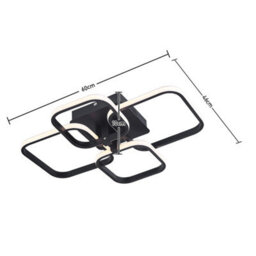 Living And Home 4 Lamp Square Black Frame Contemporary Led Semi Flush Acrylic Ceiling Light Fixture Dimmable - thumbnail 8