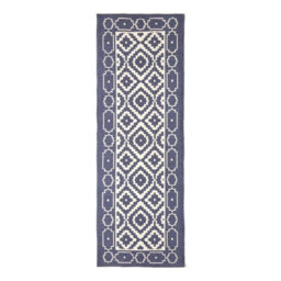 Homescapes Halmstad Blue And White Scandi Style 100% Cotton Printed Rug, 66 X 200 Cm - thumbnail 2