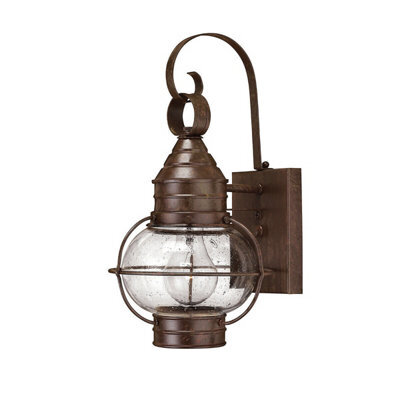Elegant Wall Light With Onion Lantern Design In Clear Seedy Glass And Sienna Bronze Finish