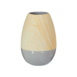 Bravich Grey & Natural Wooden Ceramic Vase - 20Cm - thumbnail 2