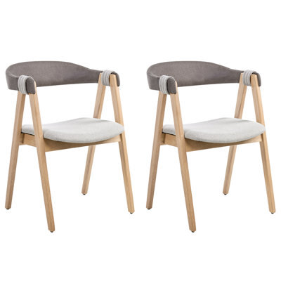 Beliani Set Of 2 Dining Chairs Day Fabric Light Brown/ Taupe - image 1