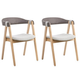 Beliani Set Of 2 Dining Chairs Day Fabric Light Brown/ Taupe