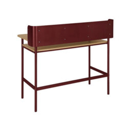 Sweeek - Metal Desk With Wood Decor 3 Niches Red 100.4X50.2X88 Cm - Molto - thumbnail 6
