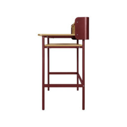 Sweeek - Metal Desk With Wood Decor 3 Niches Red 100.4X50.2X88 Cm - Molto - thumbnail 4
