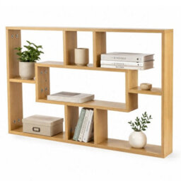Oak Finish  Floating Wall Display Shelf Storage Rack - thumbnail 1