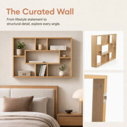 Oak Finish  Floating Wall Display Shelf Storage Rack - thumbnail 5