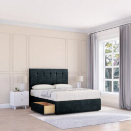 "Sloomy 4Ft6  Highbury Divan Bed Base Black Naples ,4 Drawers & 26"" Struts Headboard - Double"